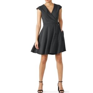 Slate & Willow Striped V-neck Wrap dress Black Size 0X